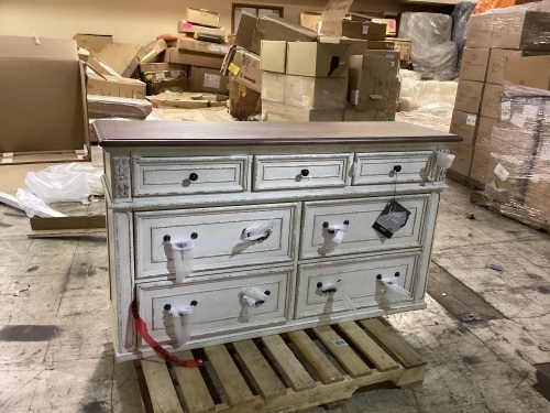 7 Drawer Dresser cosmetic damage on back - Lot 163