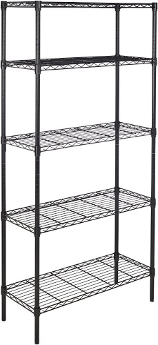 Amazon Basics 5-Shelf Adjustable, Heavy Duty Storage Shelving Unit (350 lbs loading capacity per shelf), Steel Organizer Wire Rack, Black, 36" L x 14" W x 72" H - Lot 126