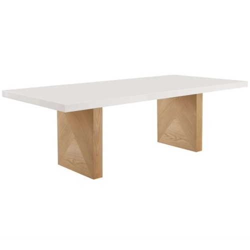 Madeline White Gloss and Natural Ash Dining Table 92"W x 44"D x 30.5"H - Lot 5
