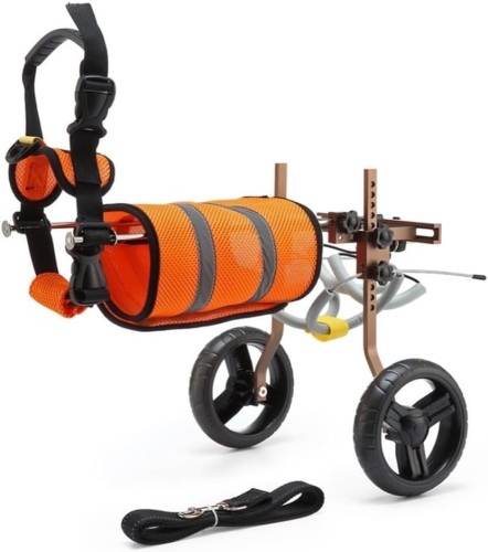 BERW Upgraded Pet Wheelchair Dog Two-Wheeled Walker Portable Pet Hind Legs Walking Aids Dog Disability Rehabilitation Wheelchair,Orange - Lot 232