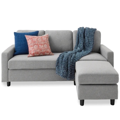 Upholstered Sectional Sofa Couch w/ Chaise Lounge, Reversible Ottoman Bench 78"(L) x 54"(W) x 34"(H) - Lot 293
