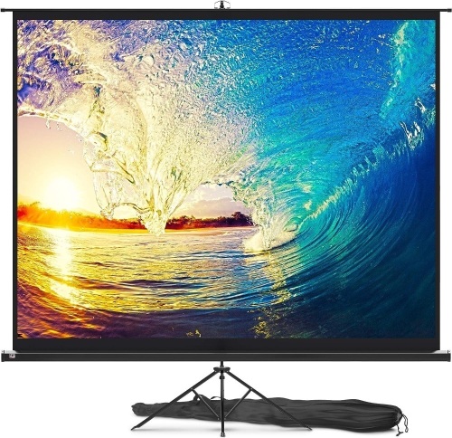 Projector Screen with Stand 120 inch - Indoor and Outdoor Projection Screen for Movie or Office Presentation - 4:3 HD Premium Wrinkle-Free Tripod Screen - Lot 386