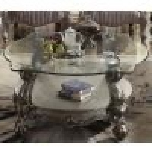 Acme Versailles Coffee Table in Antique Platinum & Clear Glass 86845 - Lot 322