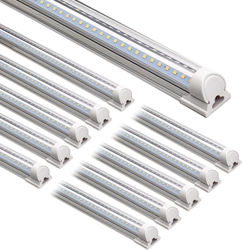 Barrina LED Shop Light, 8FT 72W 9000LM 5000K, Daylight White, V Shape, Clear Cover, Hight Output, Linkable Shop Lights, T8 LED Tube Lights, LED shop lights for garage 8 foot with plug (Pack of 10) - Lot 347
