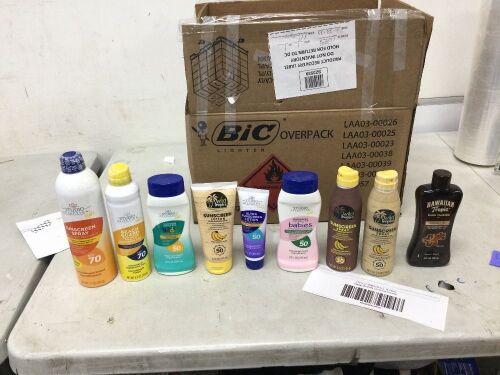 Box of Assorted Sunscreen/Tanning Lotion - Lot 4253