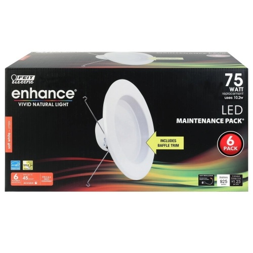 Feit Electric Enhance LED 10.2W 2700K White Recessed Light, 5-6 in. Trim Size (6-Pack) - Lot 5046