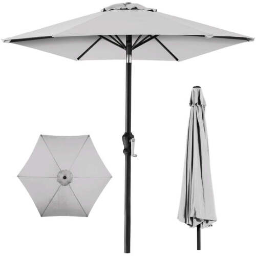 Outdoor Steel Market Patio Umbrella Decoration w/ Tilt, Crank Lift - 10ft - Lot 5178