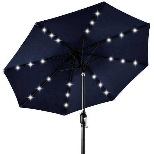 Solar LED Lighted Patio Umbrella w/ Tilt Adjustment, UV-Resistance - 10ft - Lot 5183