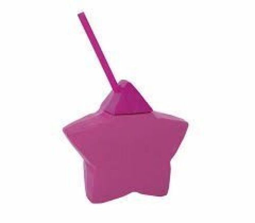 6 Pack of Pink Star Shaped Cups With Lid and Straw 20fl oz - Lot 5201