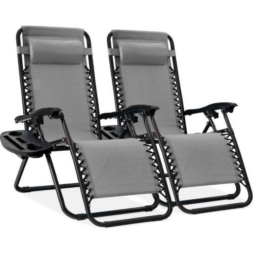 Set of 2 Adjustable Zero Gravity Patio Chair Recliners w/ Cup Holders - Lot 5234