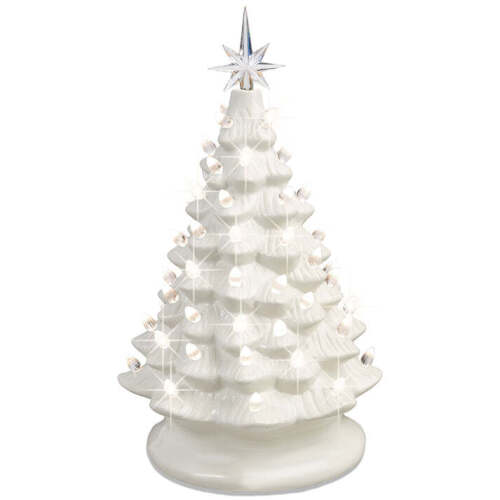 Pre-Lit Ceramic Tabletop Christmas Tree with Lights- 15in - Lot 5352