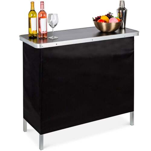 Portable Pop-Up Bar Table w/ Carrying Case, Removable Skirt - Lot 5582