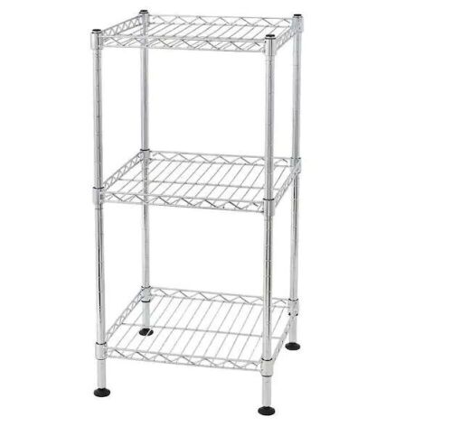 Silver 3-Tier Heavy Duty Steel Freestanding Garage Storage Shelving Unit 11.81 in. W x 24 in. H x 11.81 in. D  - Lot 246