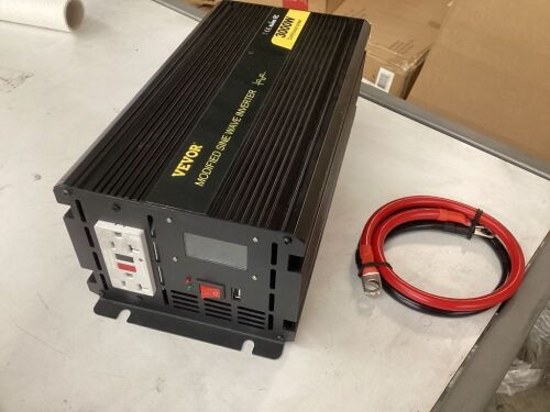 VEVOR 3000W Modified Sine Wave Inverter, DC 12V to AC 120V, with LCD Display, Remote Controller, LED Indicator, GFCI Outlets - Lot 728