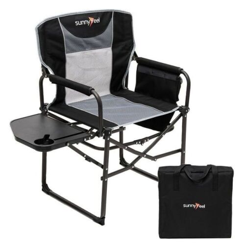 SunnyFeel Compact Camping Director Chair with Side Table, Carry Bag - Lot 719