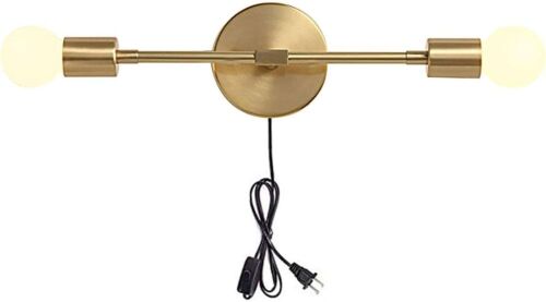 KCO Lighting Gold Plug in Wall Sconce Brass - Lot 730