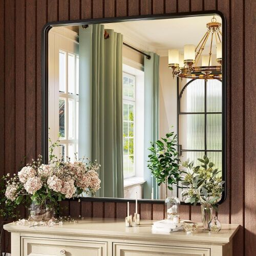 Brightify Black Wall Mirror 36" x 36"  - Lot 587