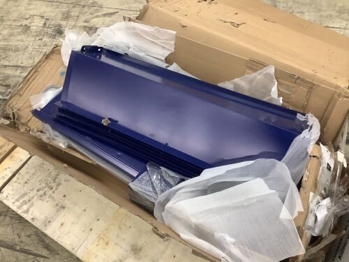 Library Book Cart 200lb with Double Sided W-Shaped Sloped Shelves in Blue - Lot 528