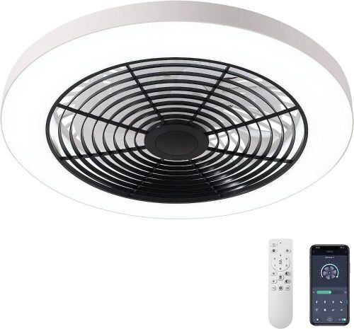 Orison Low Profile Ceiling Fan with Light and Remote, 3 Colors Dimmable, 19.7"  - Lot 574