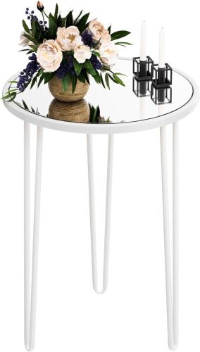 Palama Small Side Table with White Frame & Mirrored Glass  - Lot 508