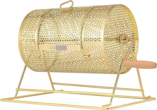 VIVOHOME 11 Inch x 8 Inch Brass Plated Raffle Drum with Wooden Turning Handle  - Lot 472