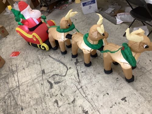 Lighted Inflatable Santa Claus & Reindeer Christmas Decoration - 9ft  - Lot 460