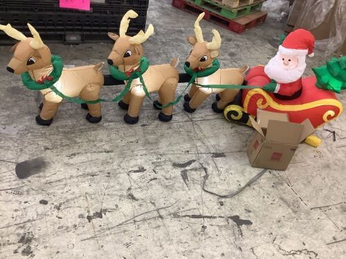 Lighted Inflatable Santa Claus & Reindeer Christmas Decoration - 9ft  - Lot 461
