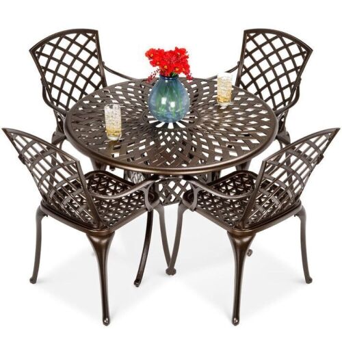 5-Piece All-Weather Cast Aluminum Patio Dining Set w/ 4 Chairs  - Lot 52