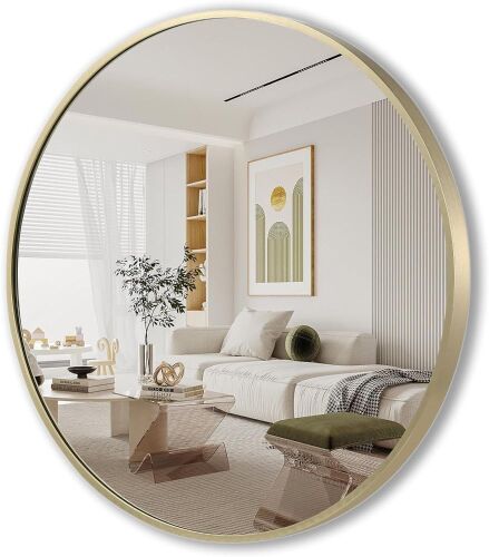 JENBELY 30 Inch Round Gold Mirror - Lot 164