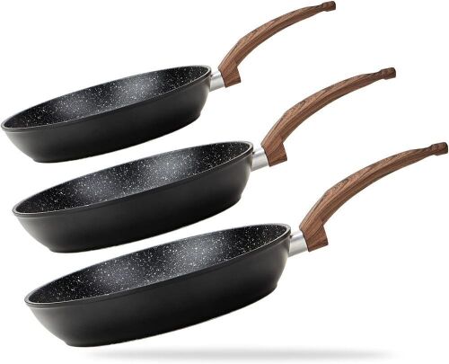 Vkoocy Non Stick Frying Pan Skillet Set, 8" 9.5" 11"  - Lot 147