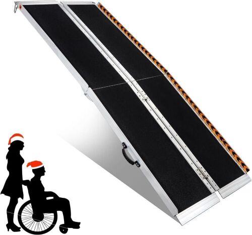 Aluminum Portable Folding Wheelchair Ramp 7FT, Extra Wide 31.3”  - Lot 48