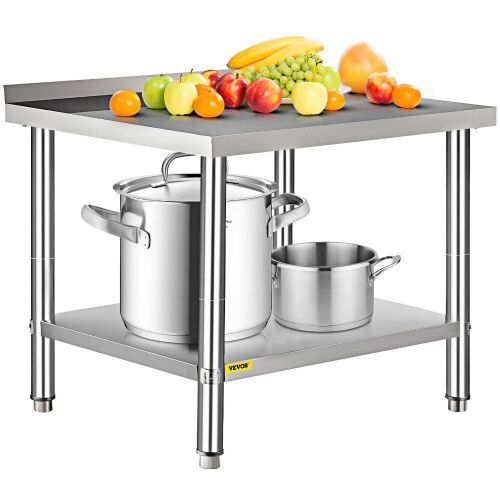VEVOR Stainless Steel Prep Table, 36 x 24 x 35 Inch, 440lbs Load Capacity  - Lot 30