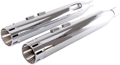 SHARKROAD Chrome 4.5" Large Outlet Slip Ons Muffler Exhaust For Harley Davidson Touring 2017-2021 - Lot 1001