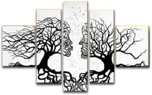 Wieco Art 5pc Wind Floating Trees Canvas Wall Art - Lot 1006