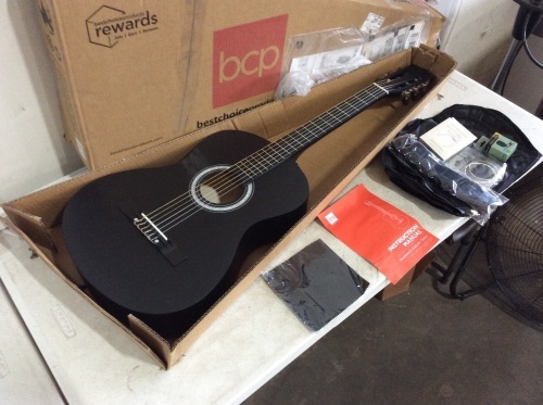 38in Beginner All Wood Acoustic Guitar Starter Kit w/Gig Bag - Lot 631
