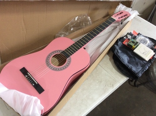 38" Beginner Acoustic Guitar Set w/ Case, Strap, Digital Tuner, Strings   - Lot 654
