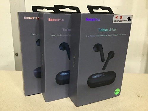 Lot of (3) TicPods 2 Pro+ True Wireless Ear Buds - Lot 400