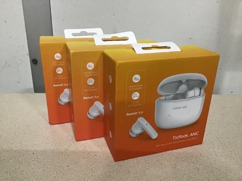 Lot of (3) TicPods Active Noise Cancellation True Wireless Earbuds Bluetooth 5.0 - Lot 441
