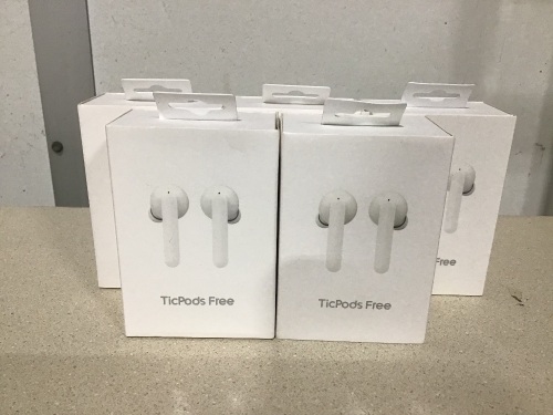 Lot of (5) Mobvoi TicPods Free True Wireless Bluetooth Ear Buds - Lot 1120