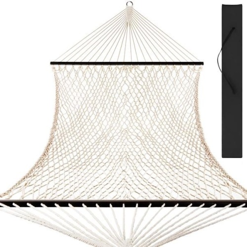 Cotton Rope 2-Person Double Hammock w/ Spreader Bars, Carrying Case  - Lot 921