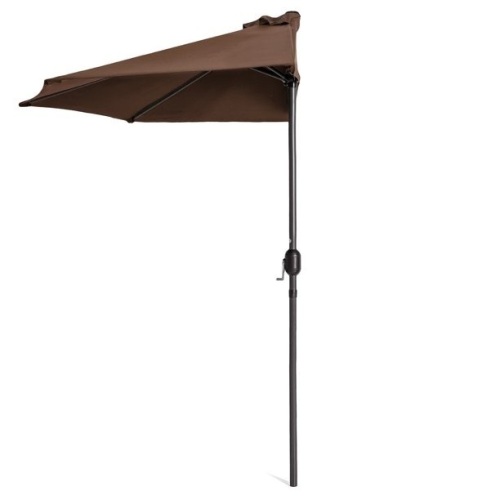 9ft Steel Half Patio Umbrella w/ Crank Mechanism  - Lot 943