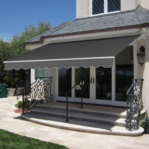 Retractable Patio Awning Cover w/ Aluminum Frame, Crank Handle  - Lot 432