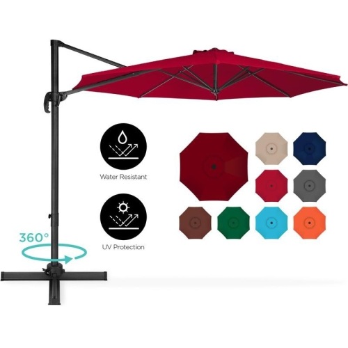 360-Degree Rotating Cantilever Offset Patio Umbrella w/ Tilt, 10ft  - Lot 442