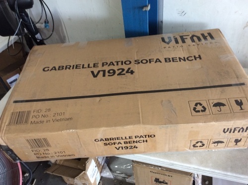 VIFAH Gabrielle All-Weather Resin Wicker Lounge Patio Sofa Storage Bench  - Lot 872