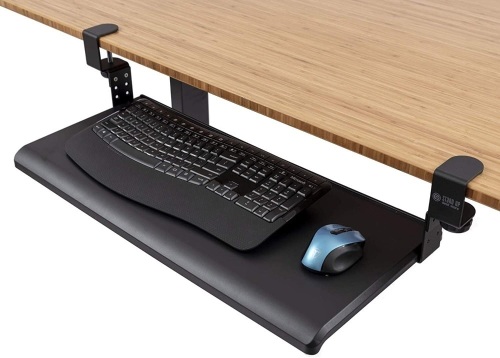 Compact Clamp-On Retractable Adjustable Height Under Desk Keyboard Tray, 33" Wide  - Lot 1193