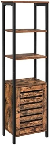 VASAGLE 4-Tier Tall Storage Cabinet with Door and Inside Adjustable Shelf  - Lot 1171