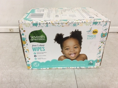 Seventh Generation Free & Clear Baby Wipes, 7 Packs of 72 - Lot 286