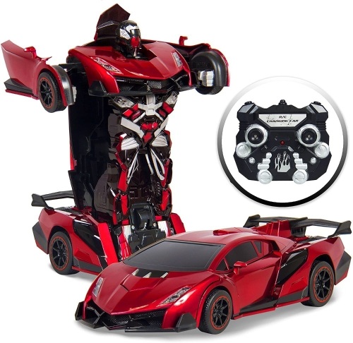Lot of (2) 1:16 Scale Kids Transforming RC Robot Race Car w/ LED Lights  - Lot 1169