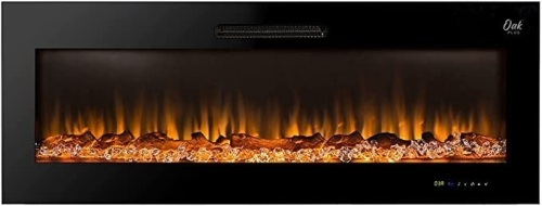 Wall Mounted or Recessed Electric Fireplace with Remote Control Touch Screen, Adjustable 9 Color Flames, Faux Log & Crystal Decorated, 50 Inch - Lot 261