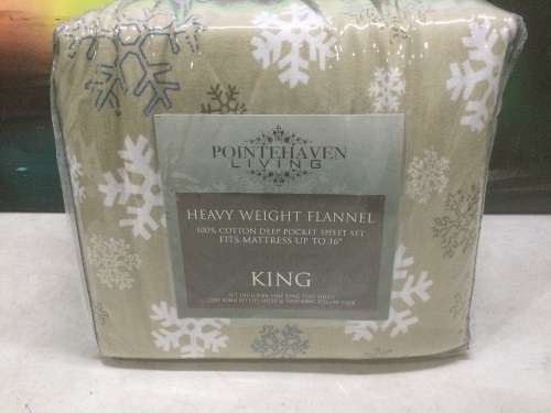 Pointehaven Heavy Weight Printed Flannel Sheet Set, King  - Lot 297